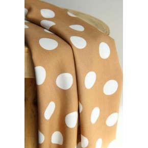 tissu viscose à pois - camel et blanc