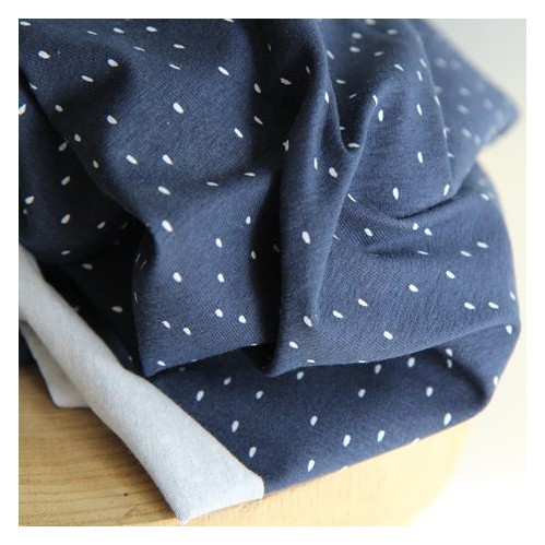 tissu jersey imprimé gouttes - bleu tissu jersey imprimé gouttes - bleu