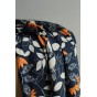 joli satin de coton fleurs - marine et orange