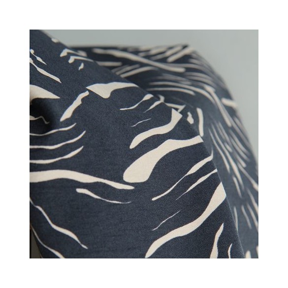 tissu bengaline zèbre - marine et beige