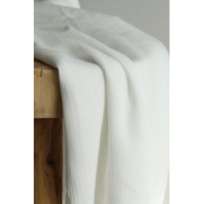joli crépon de viscose blanc - un chat sur un fil