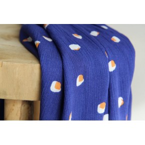 tissu crépon de viscose bleu - un chat sur un fil