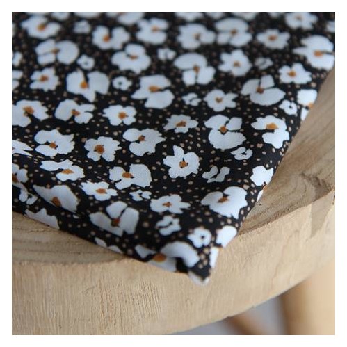 viscose fleurs - noir et ocre viscose fleurs - noir et ocre