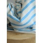 tissu jersey marinière en coton - écru et bleu lagon