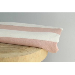 tissu large rayures - écru et rose