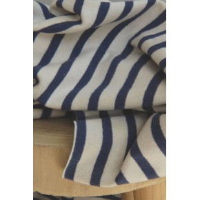 tissu marinière bleu et écru - un chat sur un fil