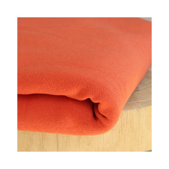 sweat coton orange tangerine - tissu upcyclé