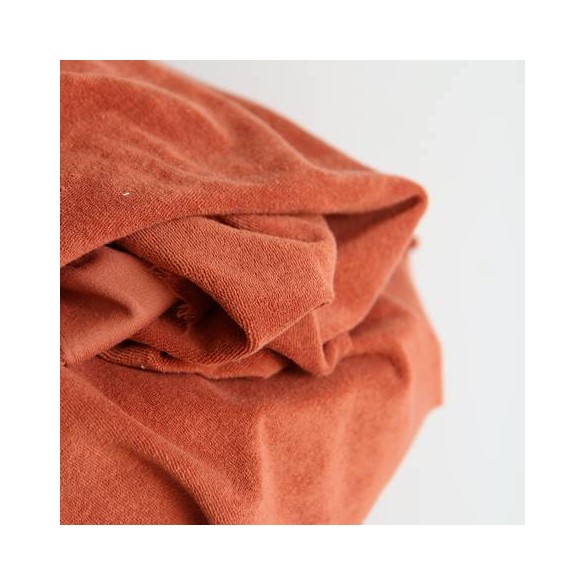 tissu éponge jersey terracotta - un chat sur un fil