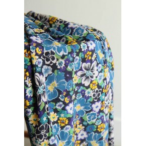 crêpe de viscose fleurs bleues