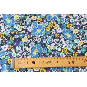 tissu viscose fleurie upcyclé - un chat sur un fil