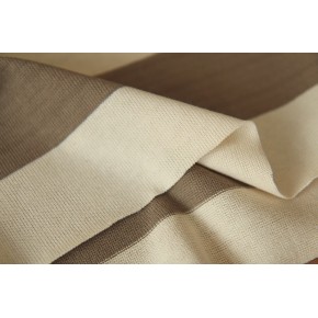 tissu rayé écru et taupe - un chat sur un fil