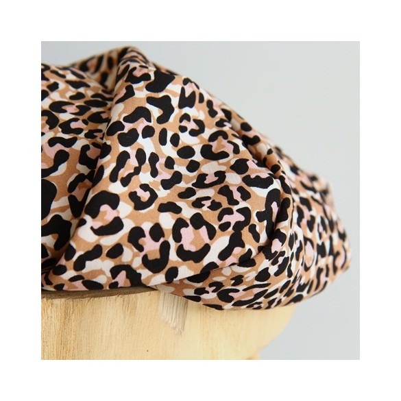 tissu viscose Léo rose - un chat sur un fil