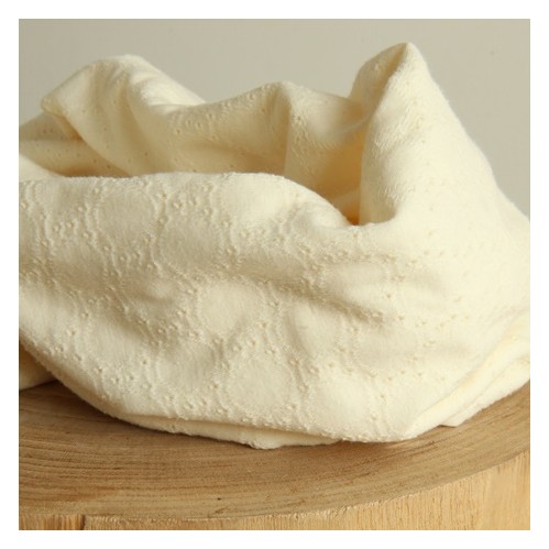 jersey coton brodé - écru jersey coton brodé - écru
