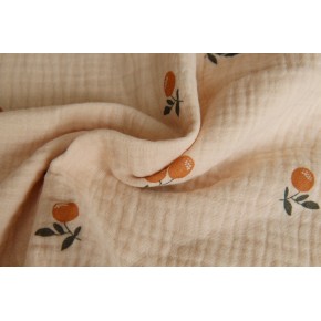 tissu double gaze imprimée - oranges