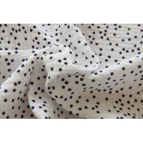 tissu en double gaze -pois marine et blanc