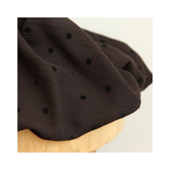 tissu en coton léger à pois - noir