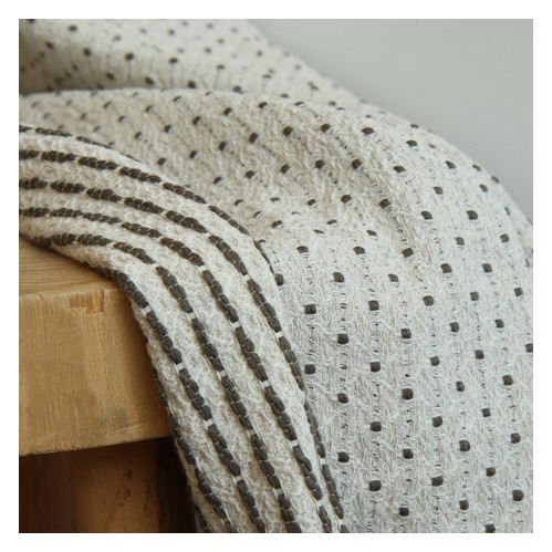 Tissu jacquard pois taupe - fabriqué en france Tissu jacquard pois taupe - fabriqué en france