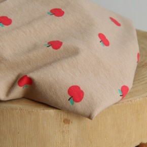 tissu jersey imprimé pommes - beige