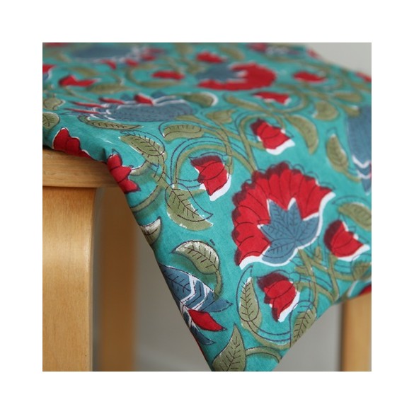 tissu indien block print - un chat sur un fil