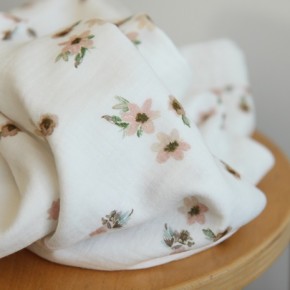 tissu en double gaze de coton - fleurs
