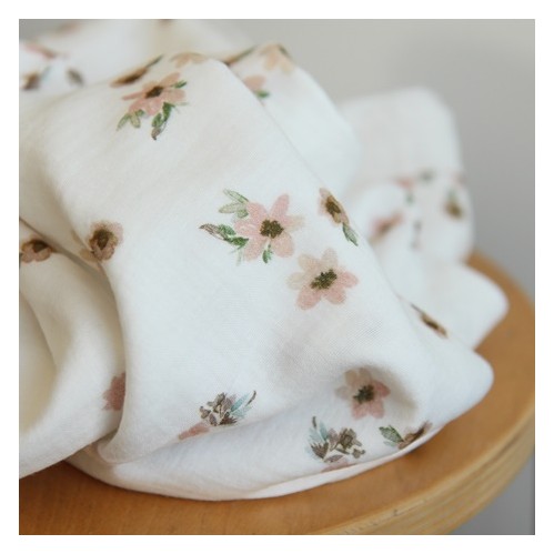 tissu en double gaze de coton - fleurs tissu en double gaze de coton - fleurs