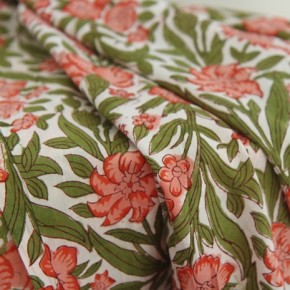 tissu indien block print - un chat sur un fil