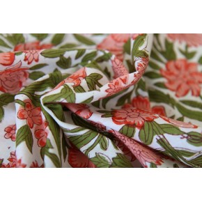 coton indien - vert et rose