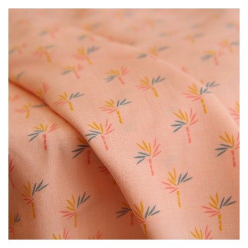 tissu viscose palmiers - rose tissu viscose palmiers - rose