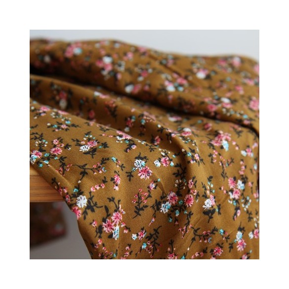 tissu viscose imprimée Mérida - ocre