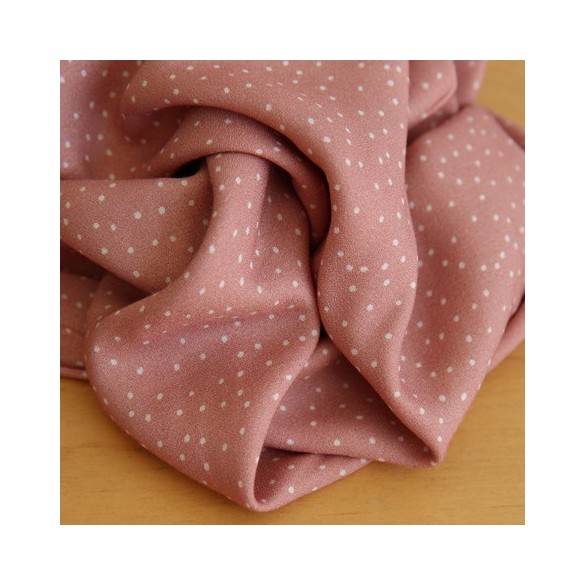 tissu fluide à pois vieux rose - un chat sur un fil