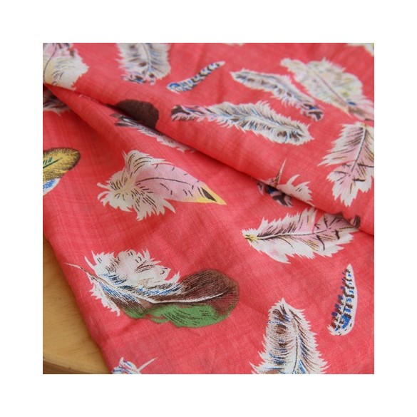 coton et viscose imprimé plumes