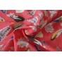 tissu imprimé plumes - corail