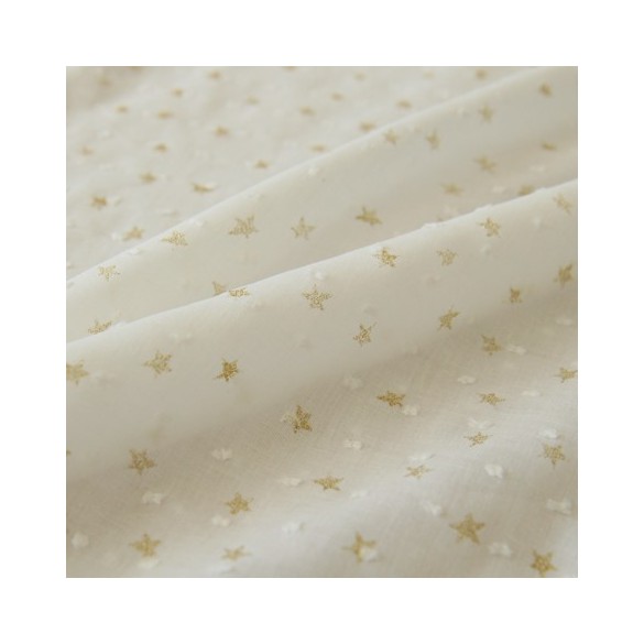 tissu coton plumetis étoiles dorées