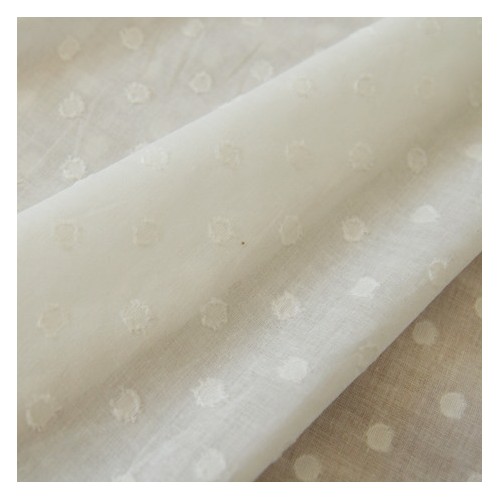 Voile de Plumetis gros pois blanc cassé Voile de Plumetis gros pois blanc cassé