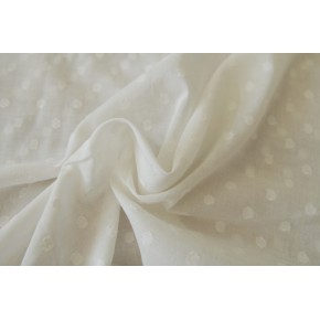 tissu voile de coton blanc cassé - pois