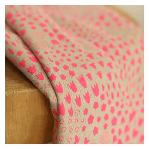 COToN ET LIN FLEURS - rose fluo COToN ET LIN FLEURS - rose fluo