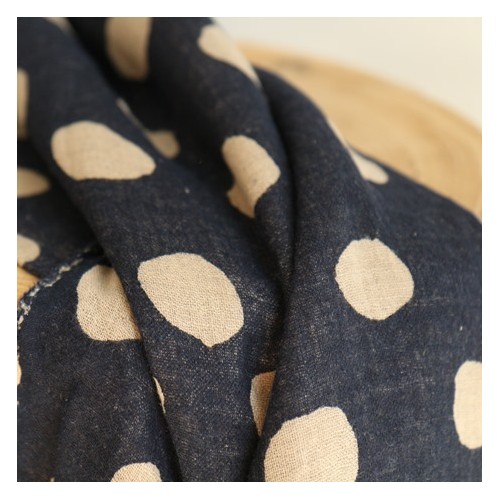 coton et lin pois - marine et lin coton et lin pois - marine et lin