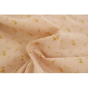 coton double gaze - rose et fleurs dorées