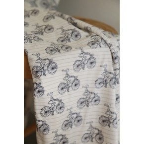 jersey coton imprimé rayures et vélo - un chat sur un fil