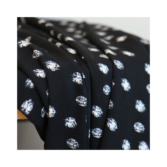 Twill de Viscose dots black écru