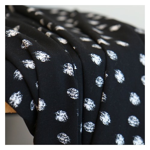 Twill de Viscose dots black écru Twill de Viscose dots black écru