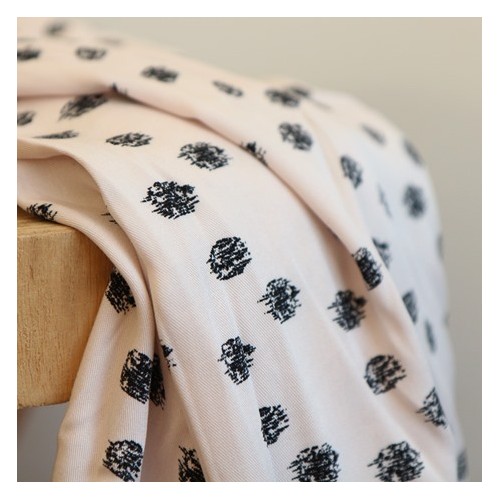 Twill de Viscose dots écru pois noirs Twill de Viscose dots écru pois noirs