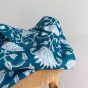 coton indien imprimé fleurs - bleu et blanc
