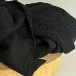 Tissu sweat coton éponge doublé polaire - noir