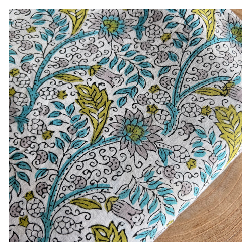 tissu imprimé fleurs - block print tissu imprimé fleurs - block print