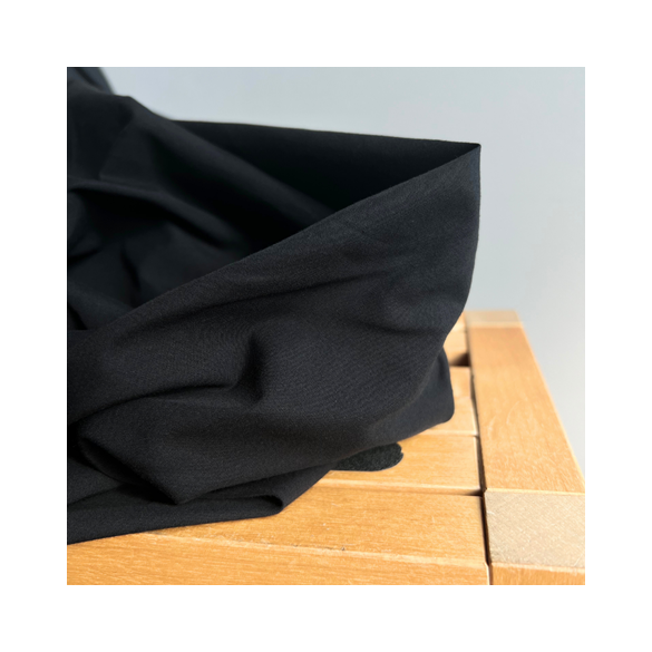tissu popeline de coton noir - un chat sur un fil