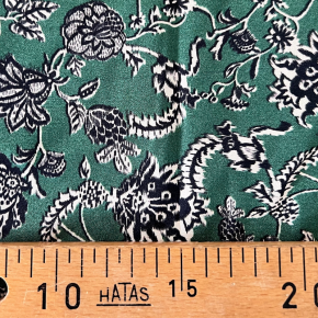 tissu upcyclé - viscose fleurs verte