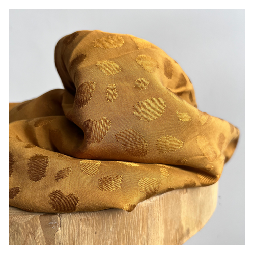 tissu viscose jacquard ocre - un chat sur un fil