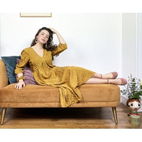 robe en jacquard de viscose Léopard ocre