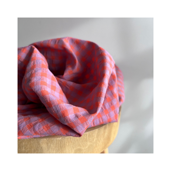 Seersucker vichy - rose et violet